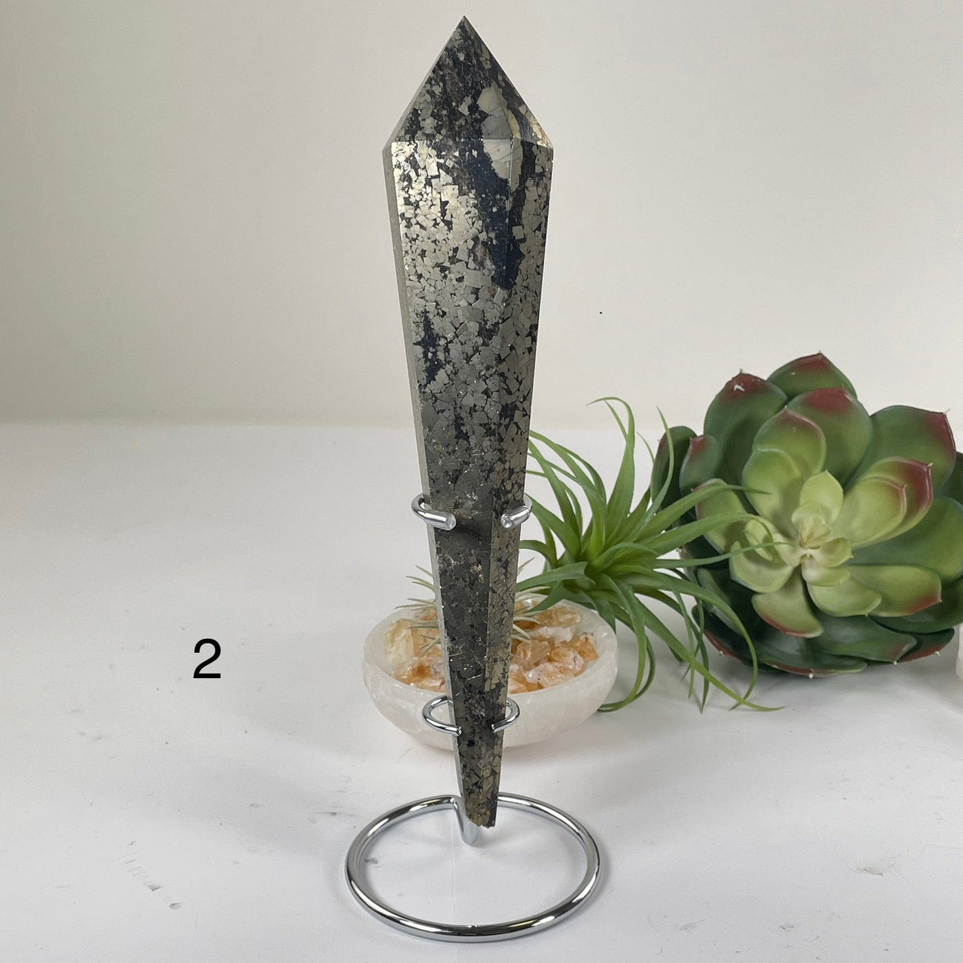 Pyrite Crystal Wand on Stand - You Choose variant 2 labeled