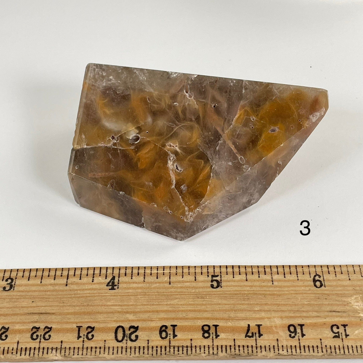 Amphibole Quartz Polished Freeform Crystal - As Is - You Choose variant 3 labeled with ruler for size reference