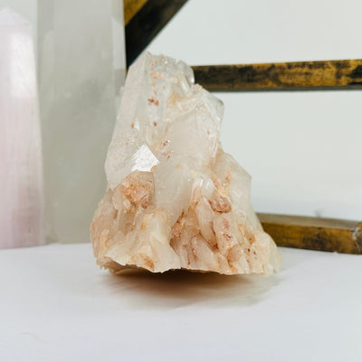 lemurian quartz with decorations in the background