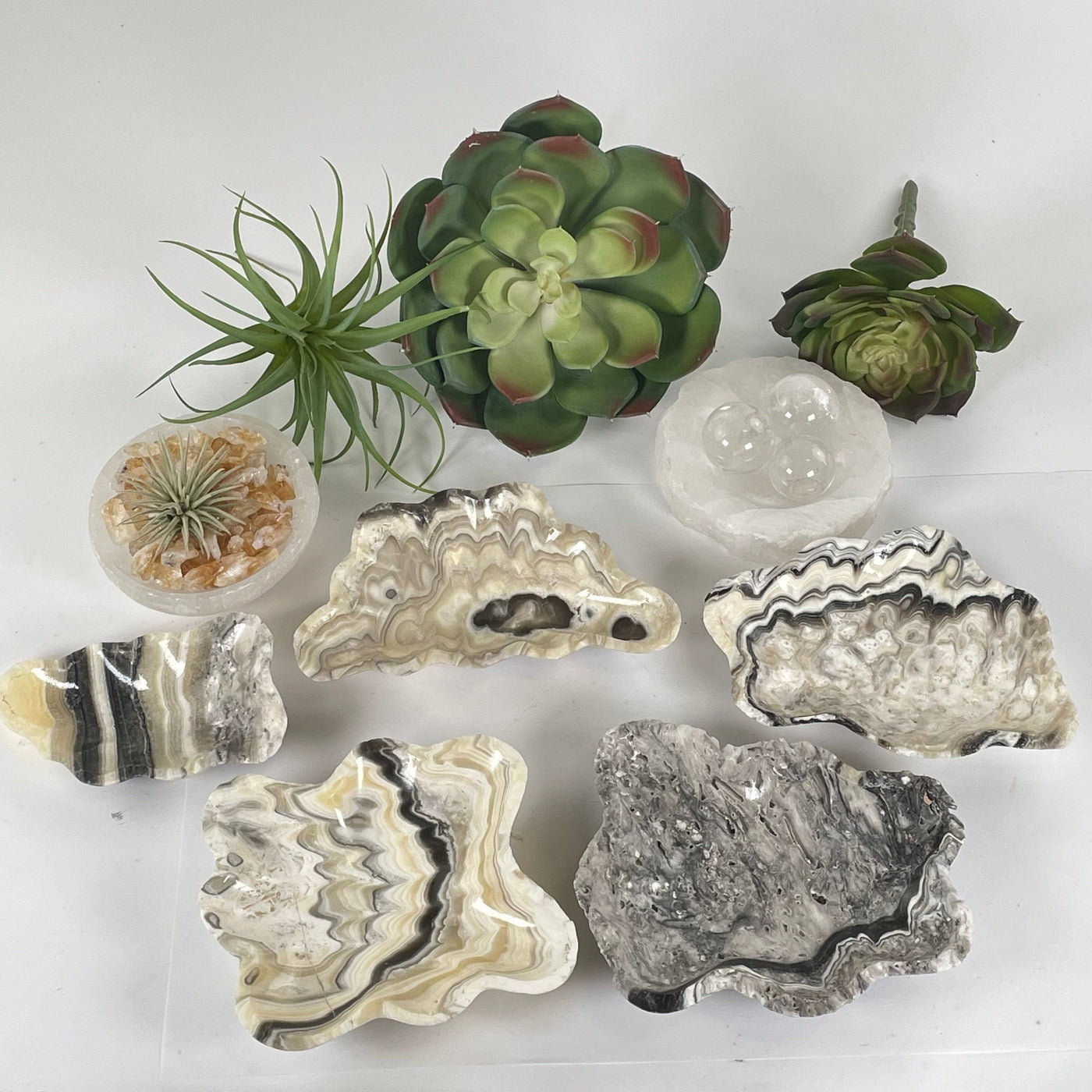 Mexican Onyx Small Bowl - Crystal Dish - You Choose #2 all variants top front view