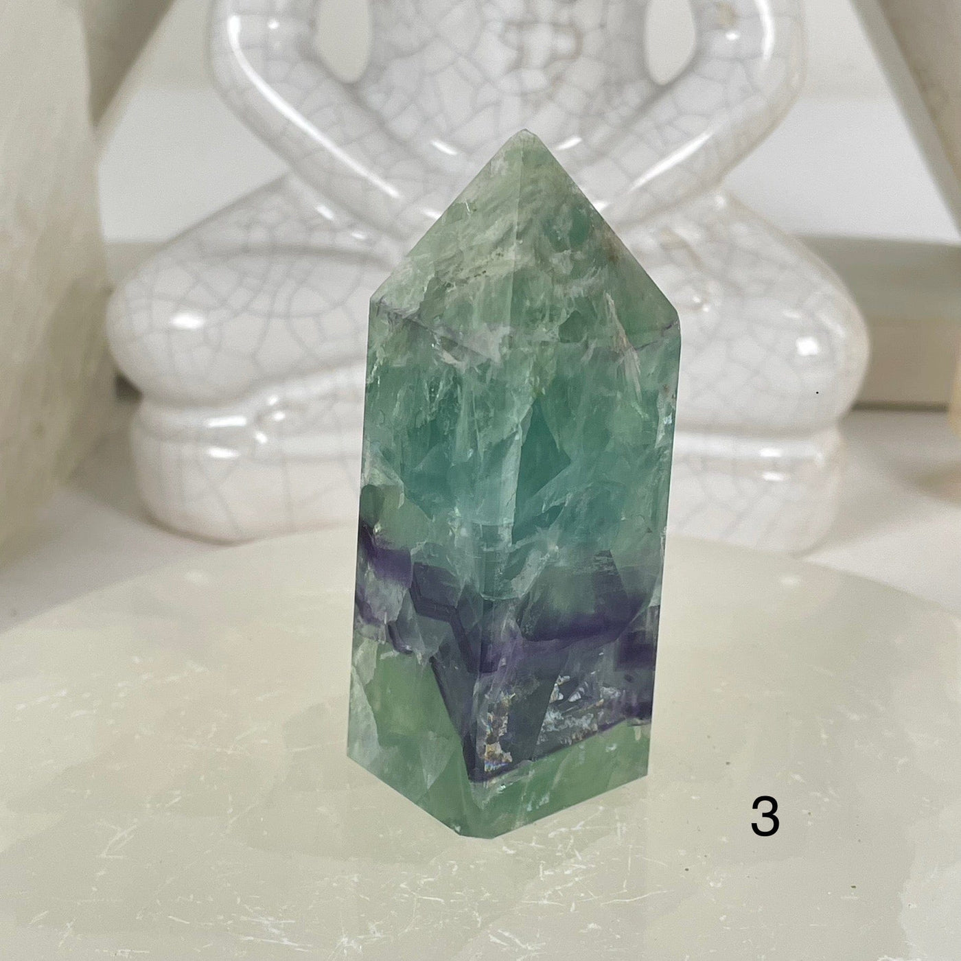 Rainbow Feathered Fluorite Crystal Point - You Choose variant 3 labeled