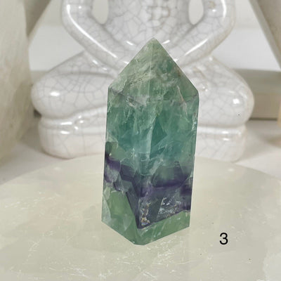 Rainbow Feathered Fluorite Crystal Point - You Choose variant 3 labeled