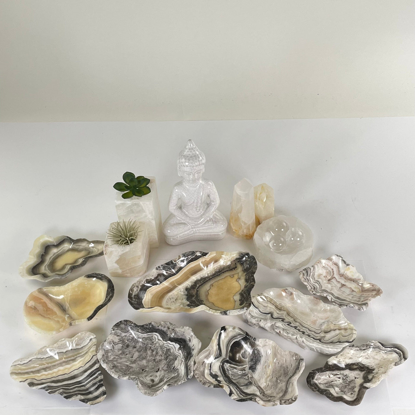 Mexican Onyx Small Bowl - Crystal Dish - You Choose #3 all variants top view