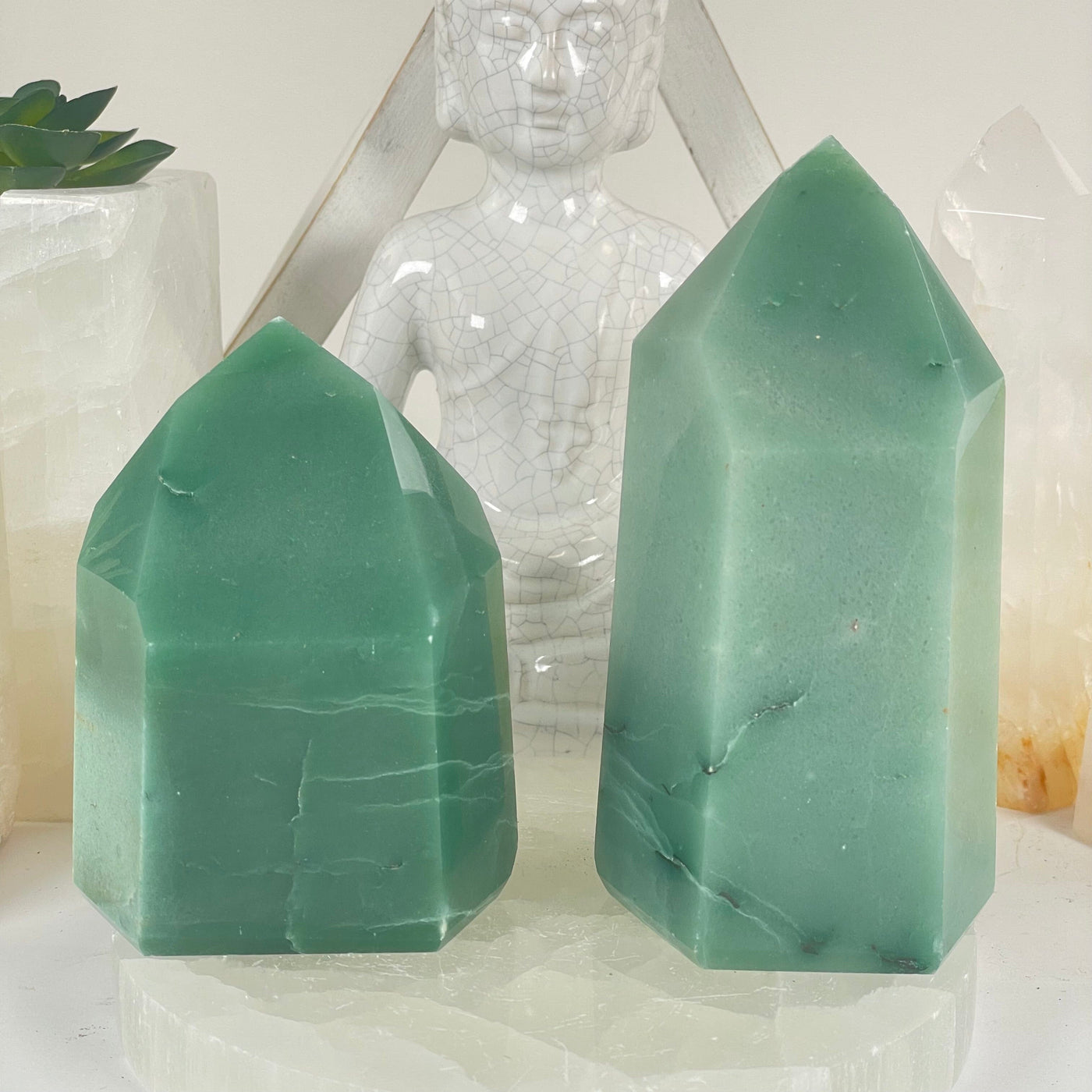 Green Quartz Polished Crystal Point - You Choose both variants front view