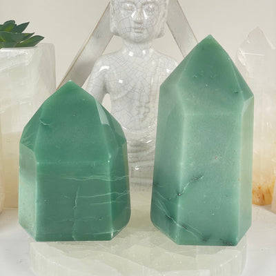 Green Quartz Polished Crystal Point - You Choose both variants front view
