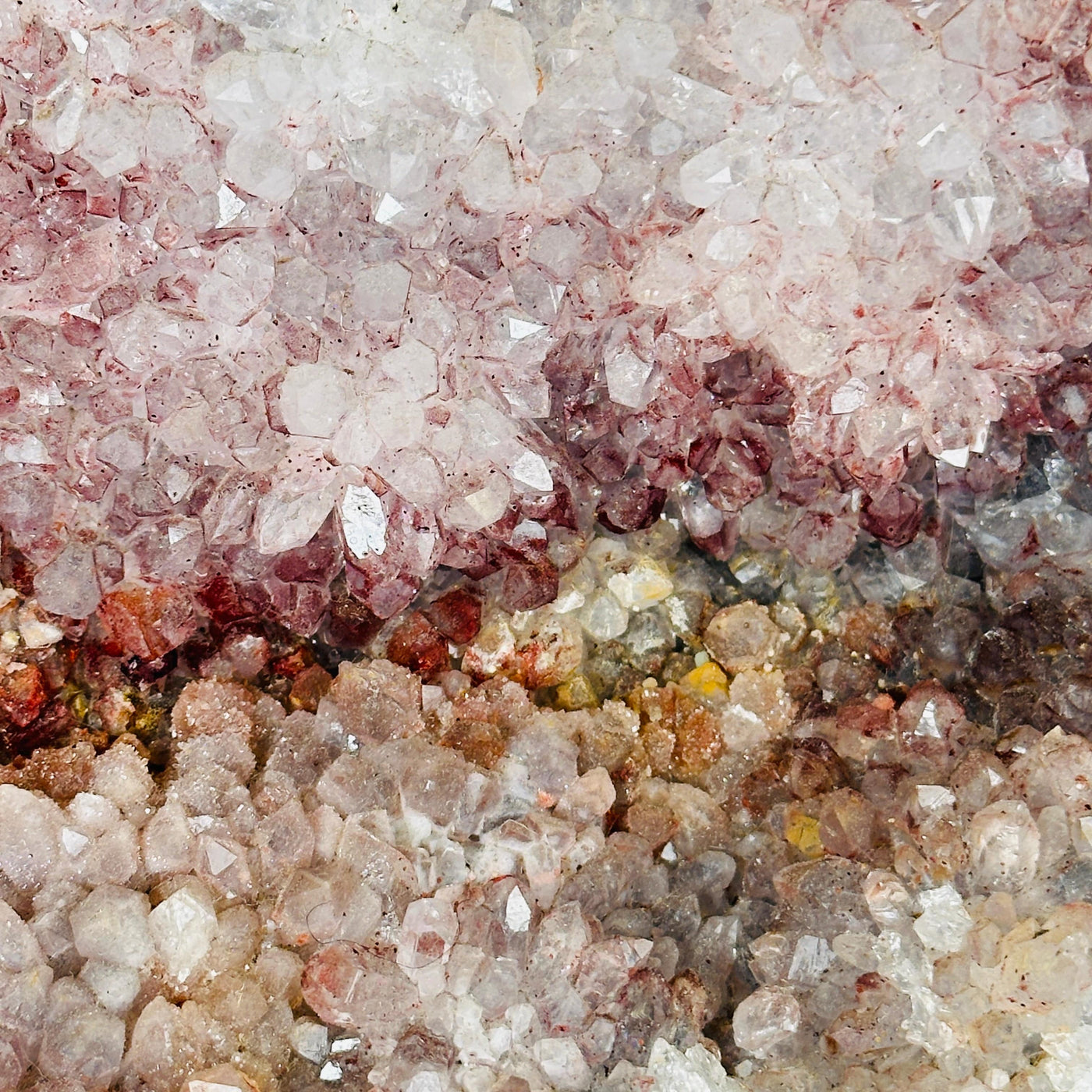 Gray Amethyst Large Crystal Cluster with Hematite and Calcite - One-of-a-Kind closeup for detail