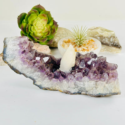 Amethyst Crystal Cluster with Calcite One-of-a-Kind #3 back view