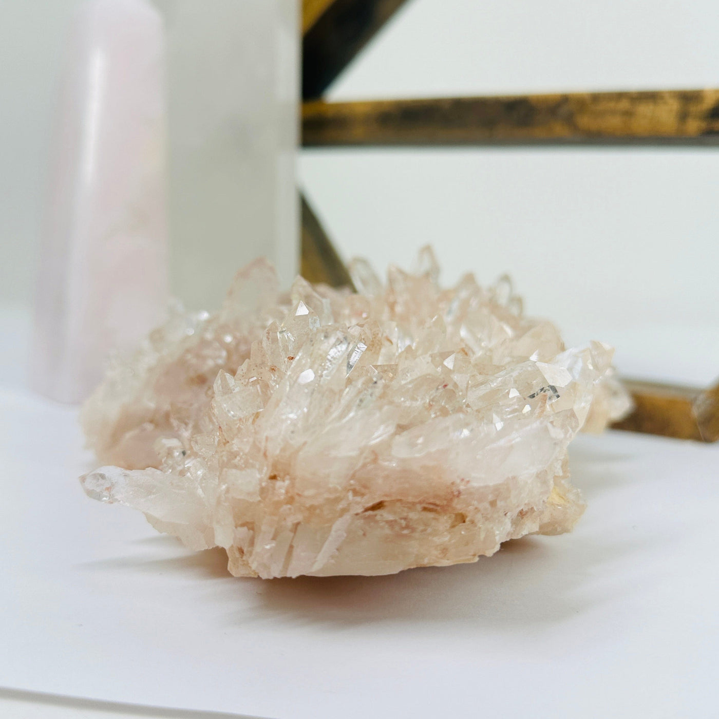 lemurian quartz with decorations in the background