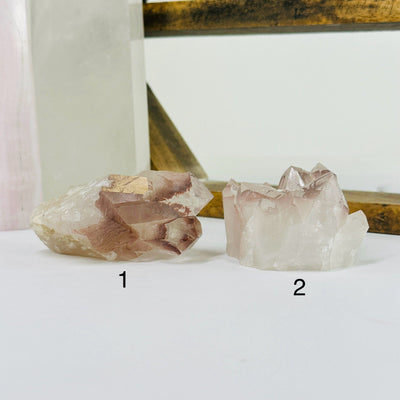 lithium quartz with decorations in the background