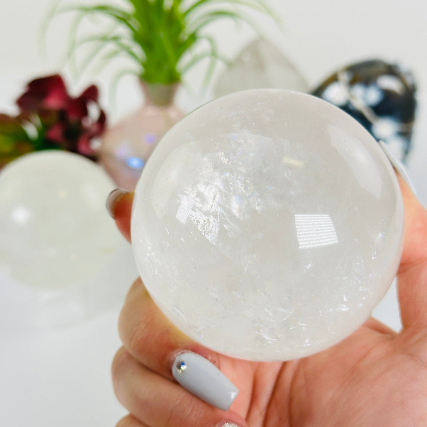Optical Calcite Crystal Sphere YOU CHOOSE #2 variant 2 in hand for size reference