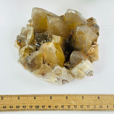 Dogtooth Calcite Crystal Cluster - One-of-a-Kind #1 top view with ruler for size reference