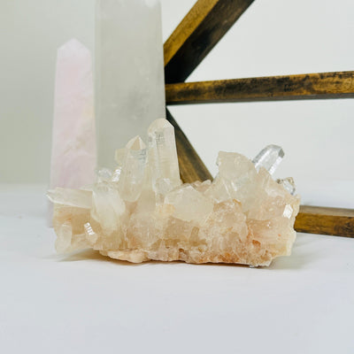 lemurian quartz with decorations in the background