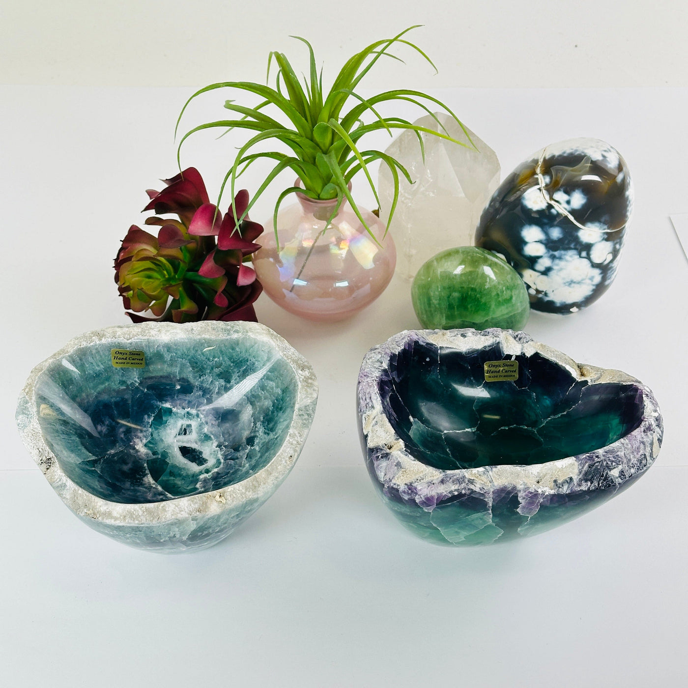 Fluorite Semi Polished Crystal Bowl with Rough Rim - You Choose both variants top view