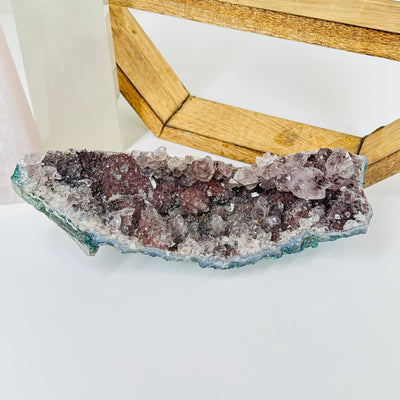 amethyst with decorations in the background