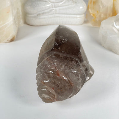 Rutilated Smoky Quartz Crystal Conch Shell - One-of-a-Kind side view