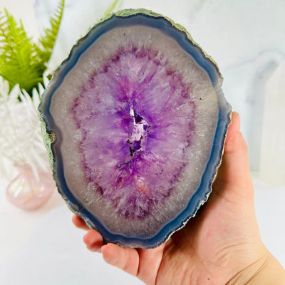  Amethyst Slice Crystal Portal - OOAK in hand for size reference