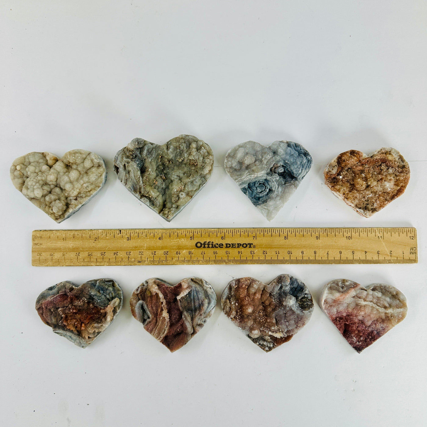 Sugar Druzy Crystal Heart - You Choose all hearts with ruler for size reference