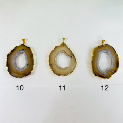 Agate Slice - Gold Electroplated Pendant with Gold Bail - You Choose pendants 10 11 12 labeled