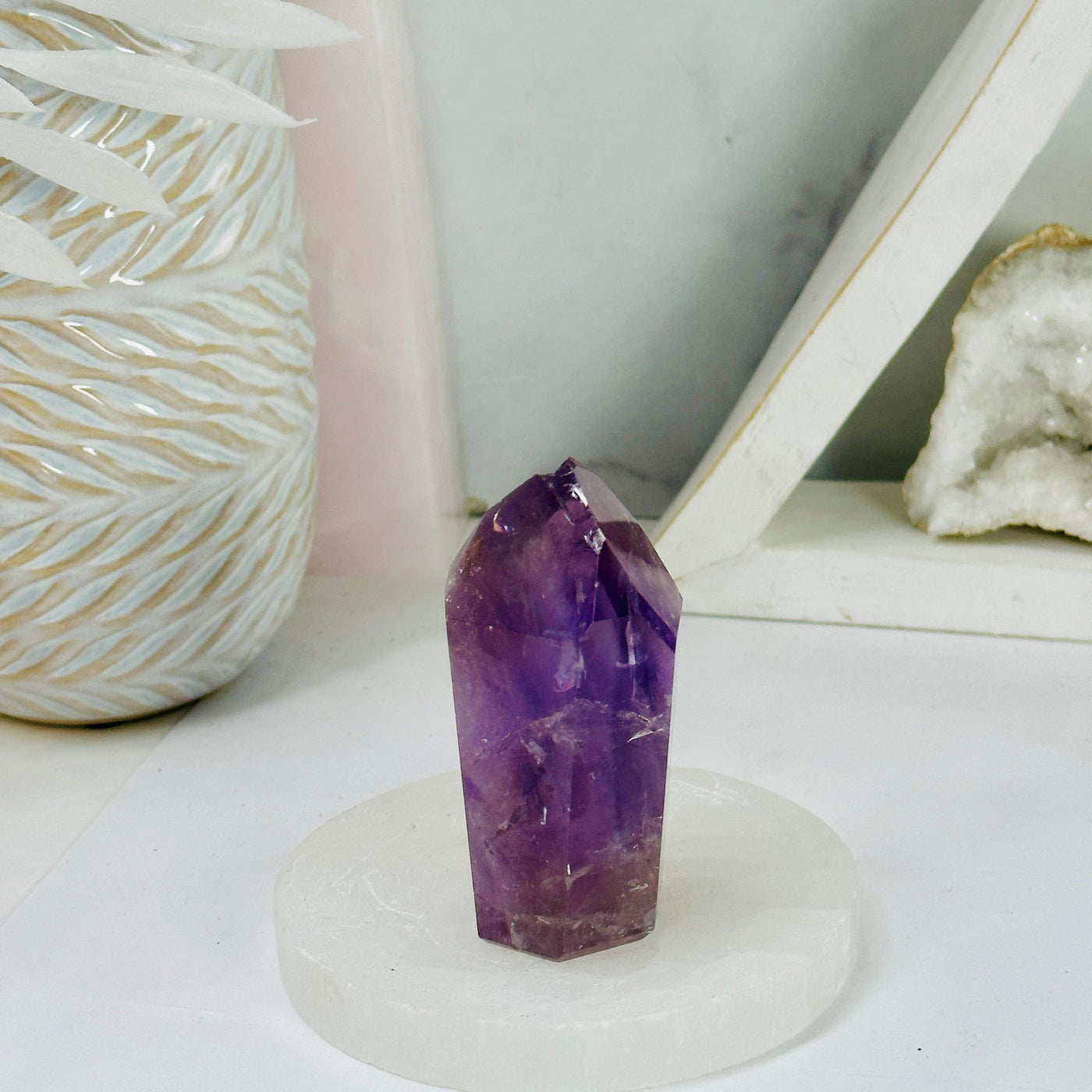 Amethyst Polished Point - Crystal Point - OOAK side view