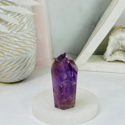 Amethyst Polished Point - Crystal Point - OOAK side view