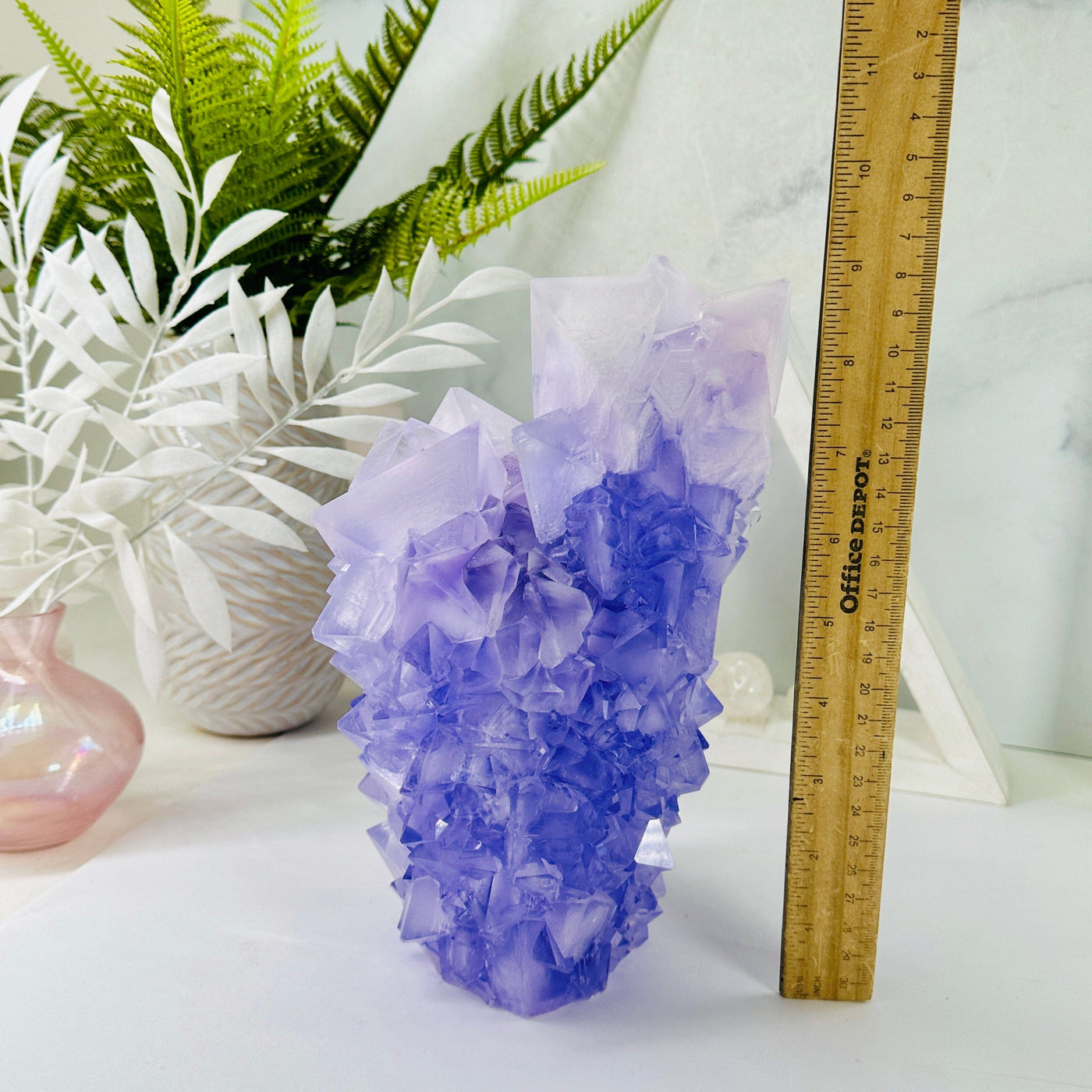 Salt Crystals - Salt formation - Dyed Light Purple - AS IS with ruler for size reference