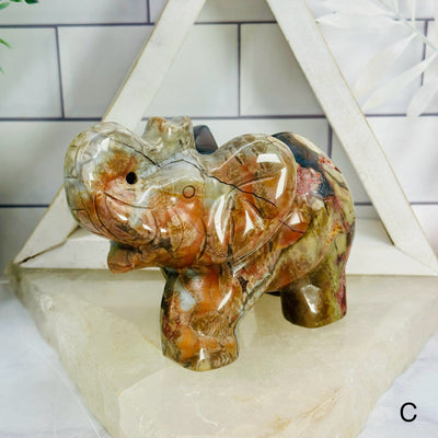 Lava Agate Crystal Carved Elephants - YOU CHOOSE elephant C labeled