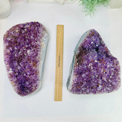 Amethyst Cluster Semi Polished Crystal - Collector's Piece - YOU CHOOSE variants A B with ruler for size reference