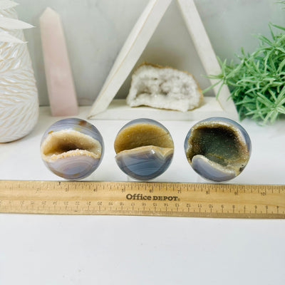 Natural Agate Druzy Sphere - You Choose variants 1 2 3 with ruler for size reference