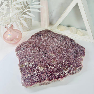  Lepidolite Platter - Purple Crystal Slab front view