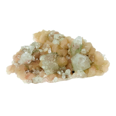 Peach Stilbite with Green Apophyllite - Zeolite Crystal Formation back view