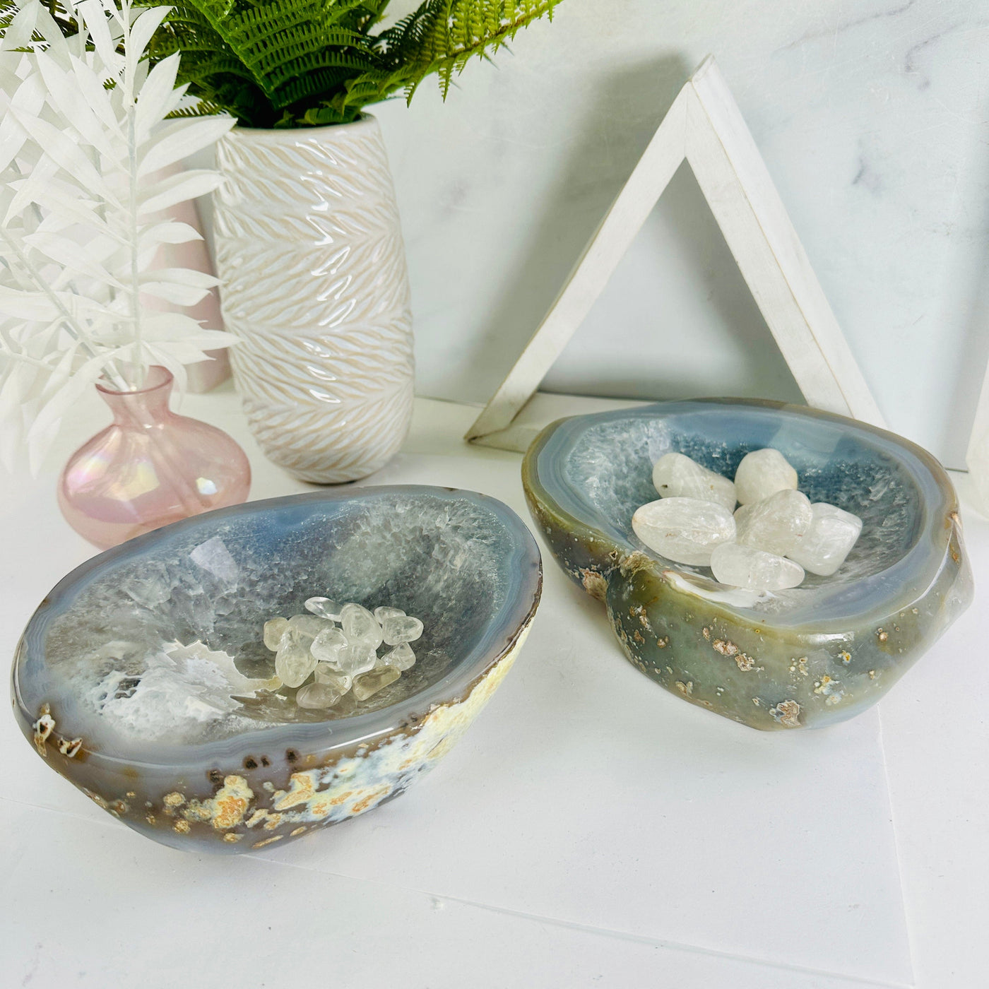  Agate Crystal Bowl YOU CHOOSE both variants with tumbled stones in bowls