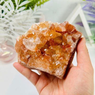 Tangerine Quartz Cluster - High Quality Crystal Cluster - OOAK in hand for size reference