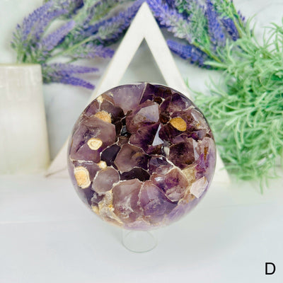 Amethyst Agate Crystal Sphere with Calcite - You Choose variant D labeled