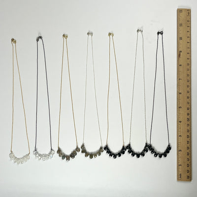 Sandra Necklace - Crystal Briolette Necklace - all variants with ruler for size reference