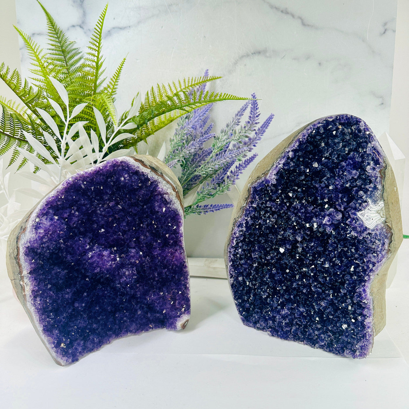 Amethyst Cluster - Crystal Cut Base - You Choose both variants front view
