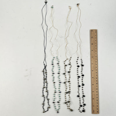 Gemstone Knotted Necklace - Adjustable - 16" - 30" all necklaces next to ruler for size reference