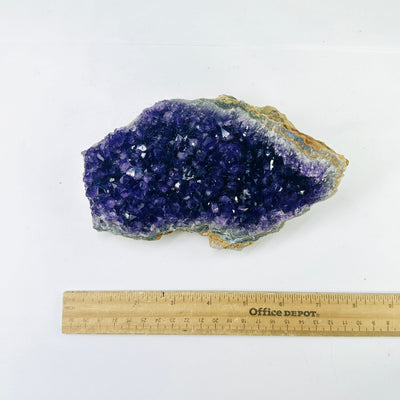 Amethyst Crystal Cluster - natural raw amethyst - OOAK top view with ruler for size reference