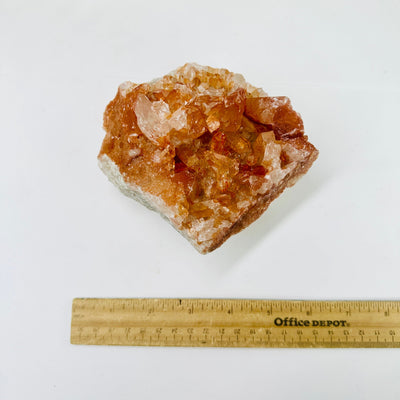 Tangerine Quartz Cluster - High Quality Crystal Cluster - OOAK top view with ruler for size reference