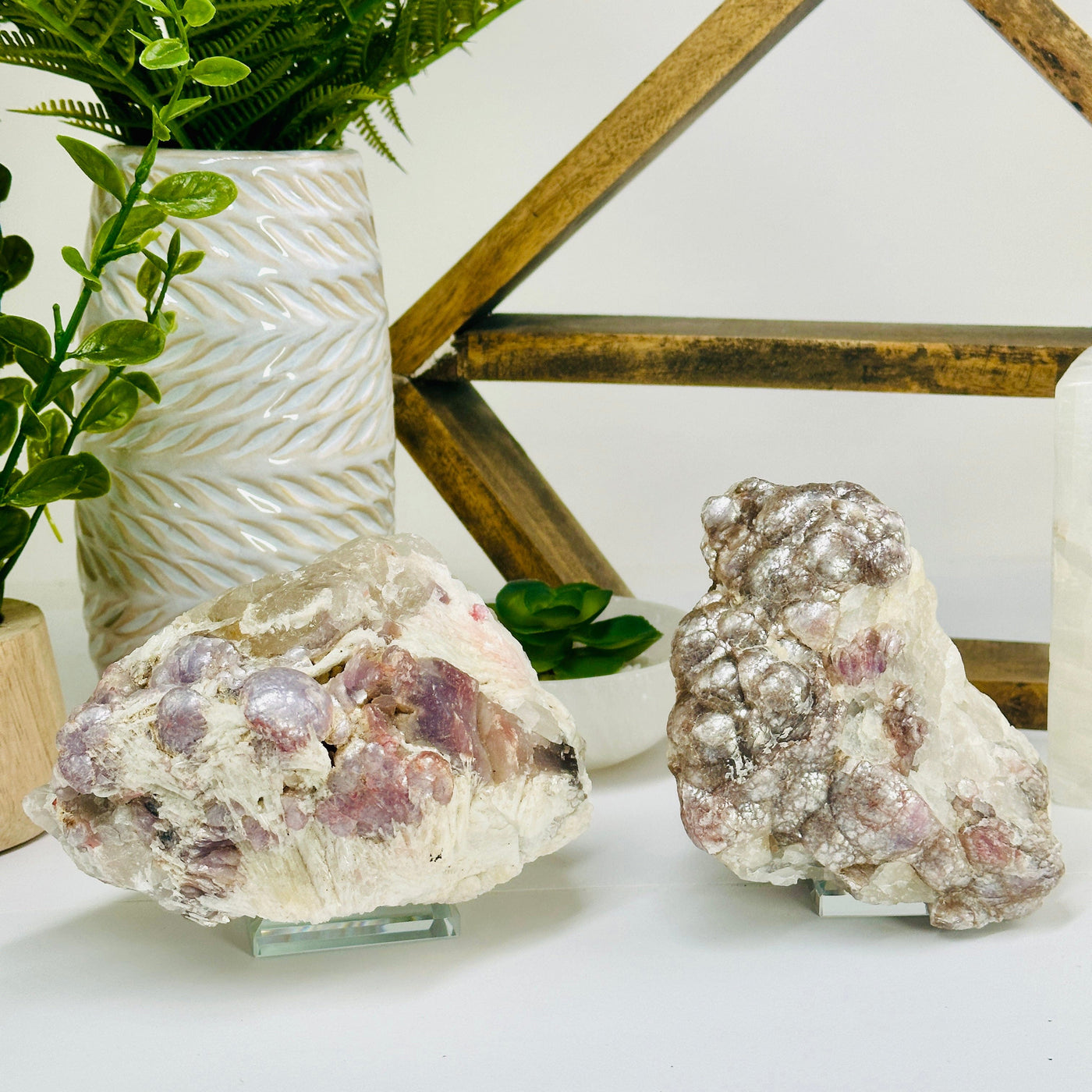  Lepidolite - Rare Botryoidal Lepidolite - Rough Stone - You Choose both variants with props in background