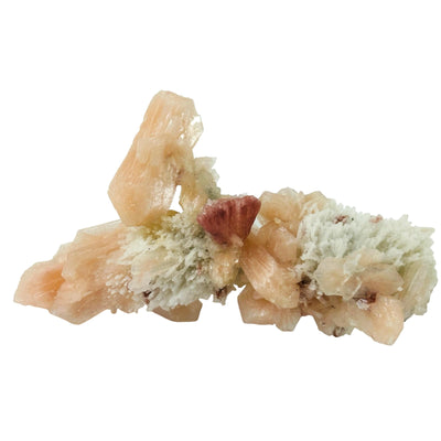 Peach and Red Stilbite Crystal Cluster on Matrix front view