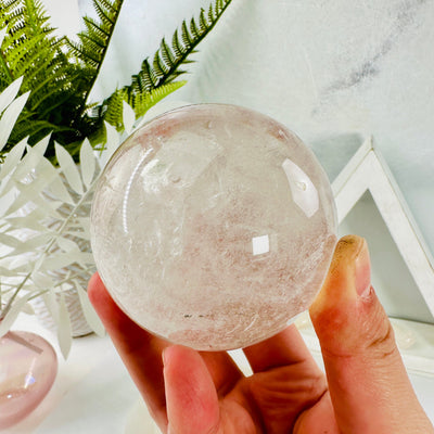 Crystal Quartz - Clear Quartz Sphere - OOAK - in hand for size reference