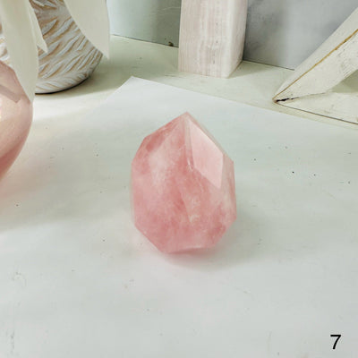  Rose Quartz Faceted Crystal Egg Point - You Choose - variant 7 labeled