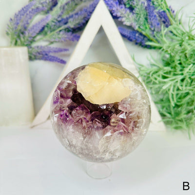 Amethyst Agate Crystal Sphere with Calcite - You Choose variant B labeled