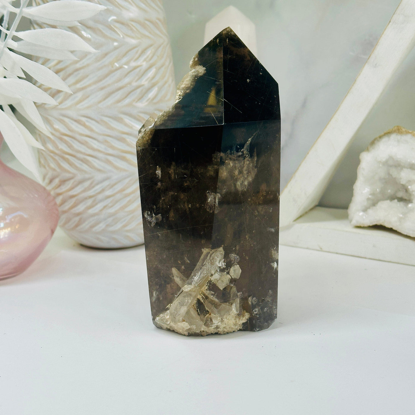 Rutilated Smokey Quartz - Large Crystal Point - OOAK side view