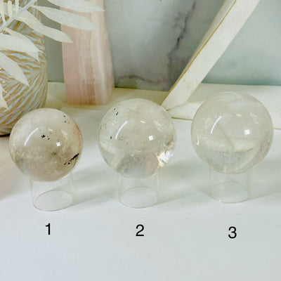 Crystal Quartz Sphere - Crystal Ball - You Choose variants 1 2 3 labeled