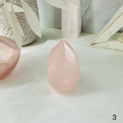  Rose Quartz Faceted Crystal Egg Point - You Choose - variant 3 labeled