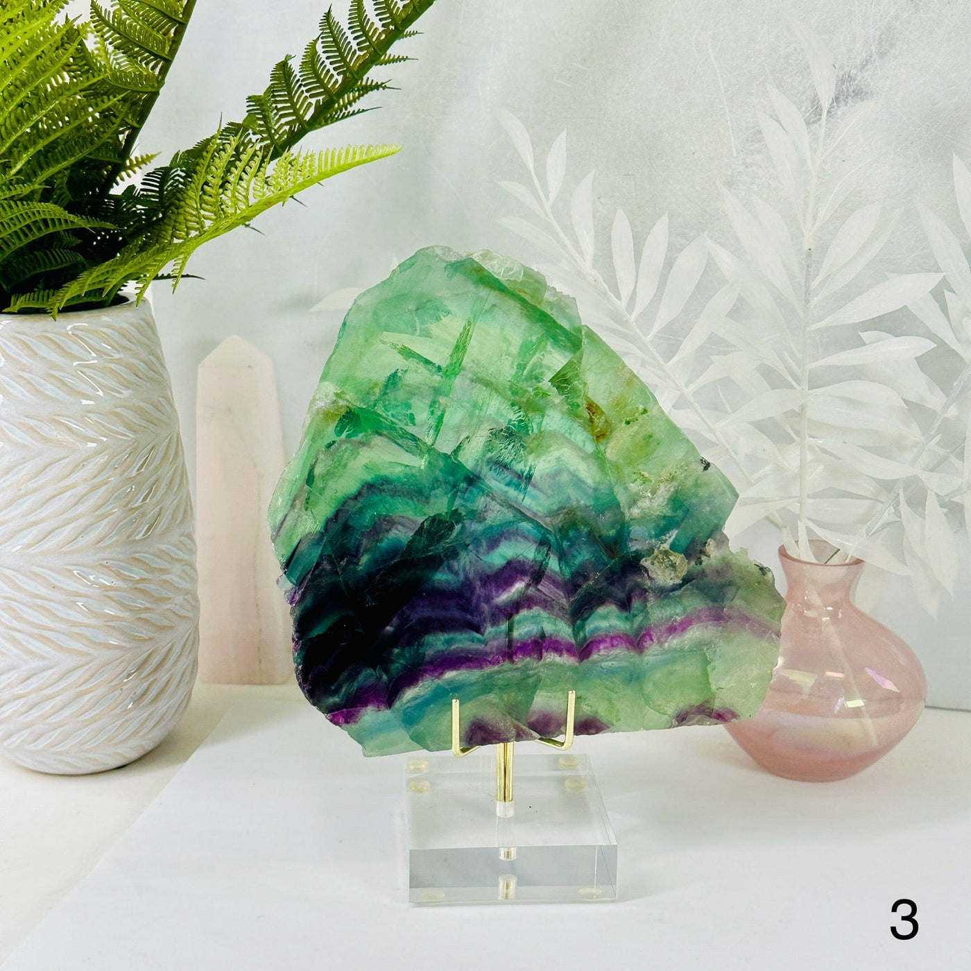 Rainbow Fluorite AA Grade Slab - Large Crystal Slab - You Choose - variant 3 labeled