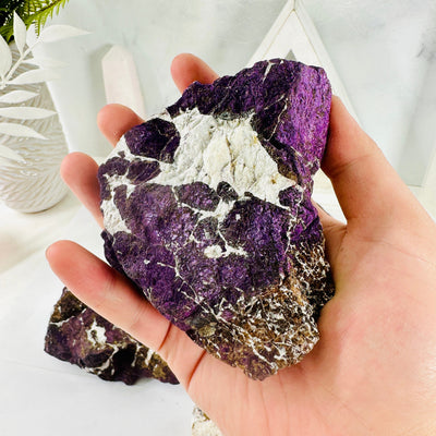 Purpurite Crystal Natural Rough Stone - YOU CHOOSE variant A in hand for size reference