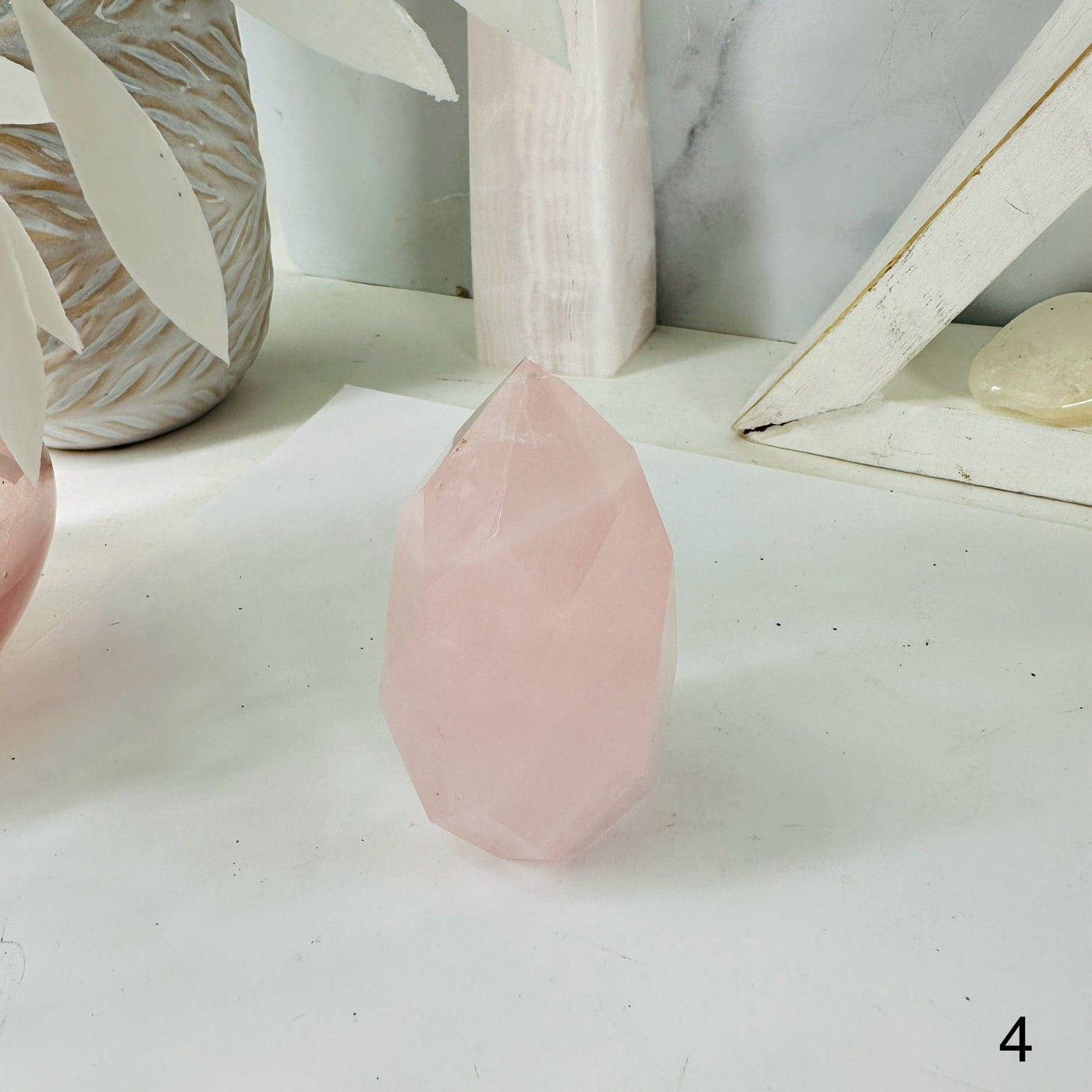  Rose Quartz Faceted Crystal Egg Point - You Choose - variant 4 labeled