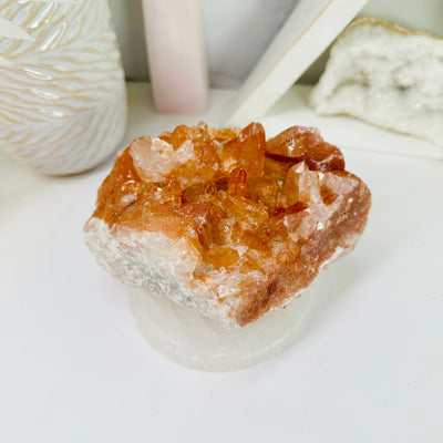 Tangerine Quartz Cluster - High Quality Crystal Cluster - OOAK front view